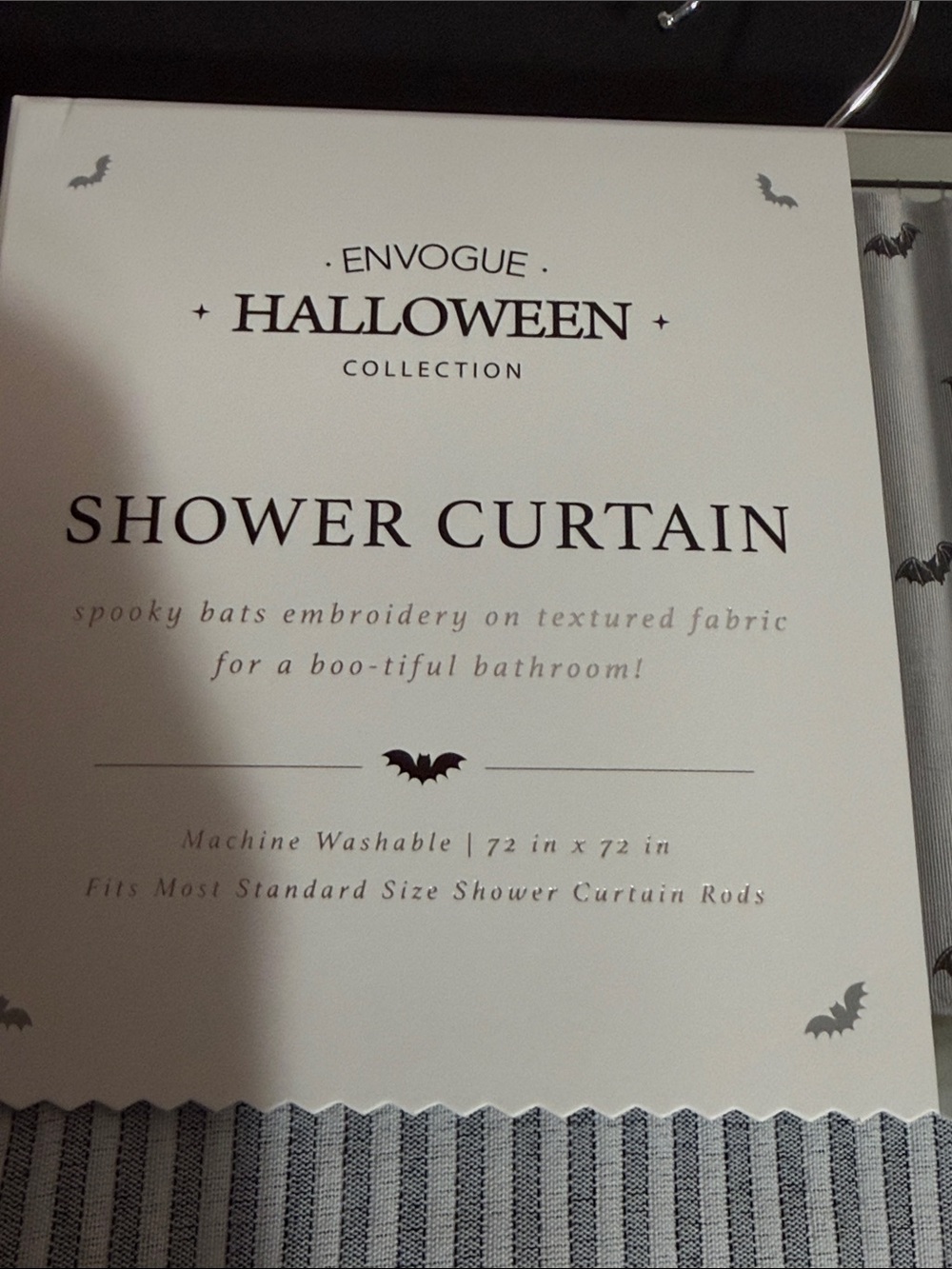 Envogue Halloween embroidered bat shower curtain 72” - Picture 3 of 5